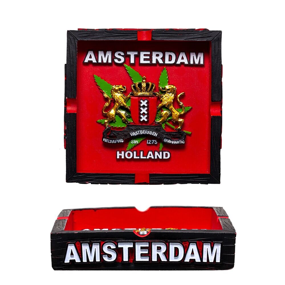 Amsterdam | Clay Ashtray with Amsterdam Logo L: 11cm and W: 11cm