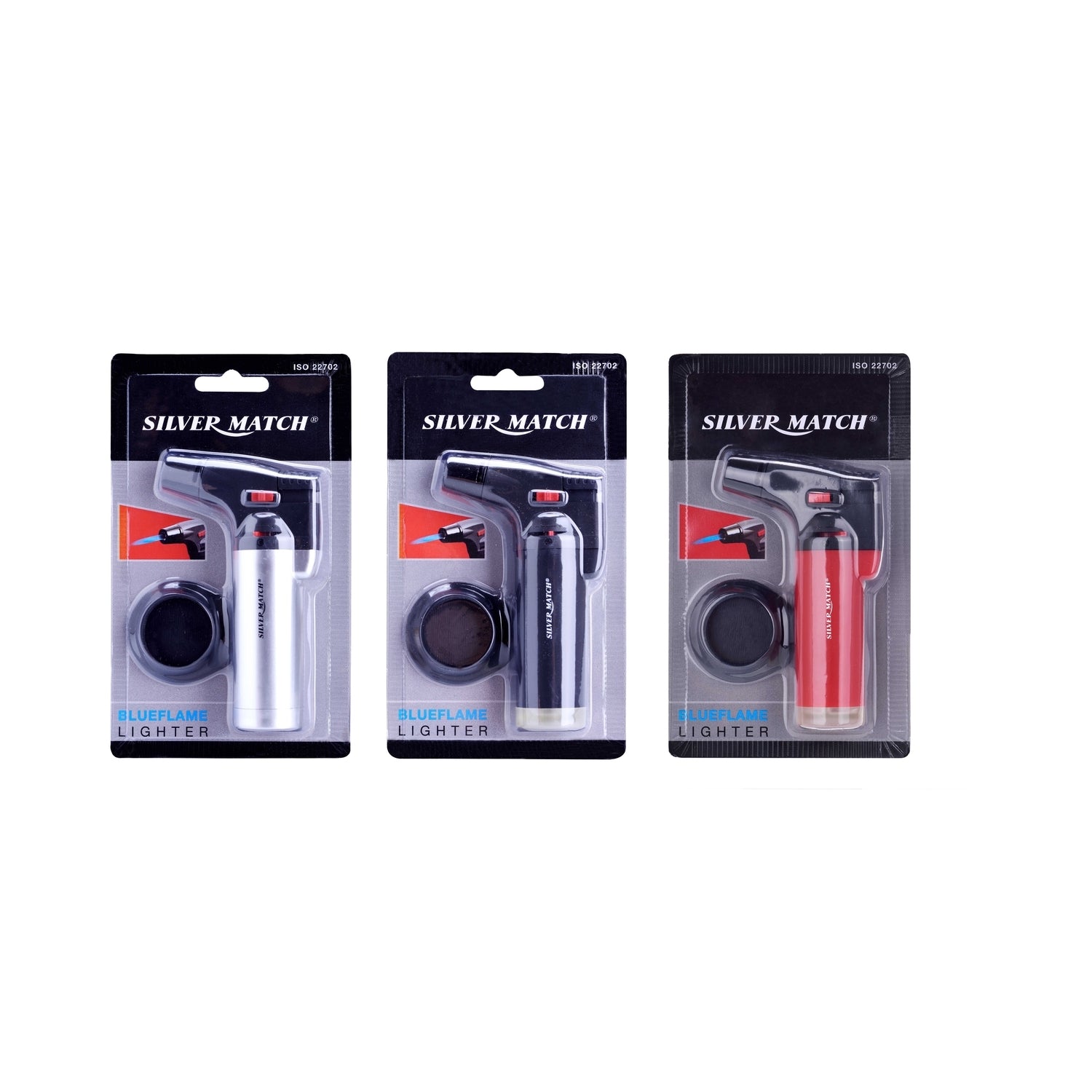 Silver Match | Torch with 3 different colors in display and each display contains 6 pcs