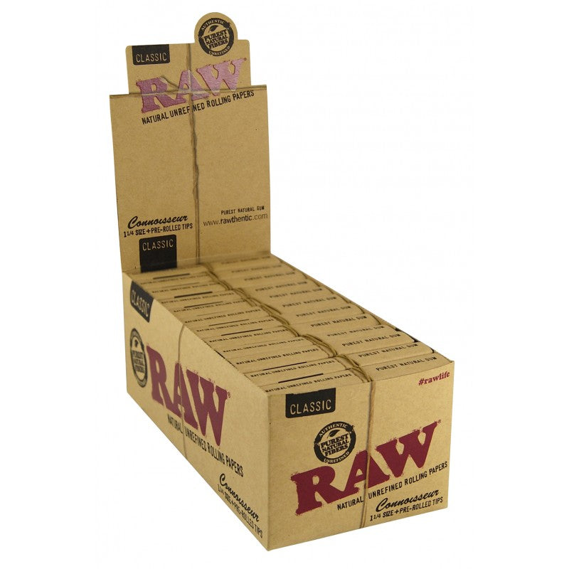 RAW CONNOISSEUR 1 1/4 + PREROLLED TIPS