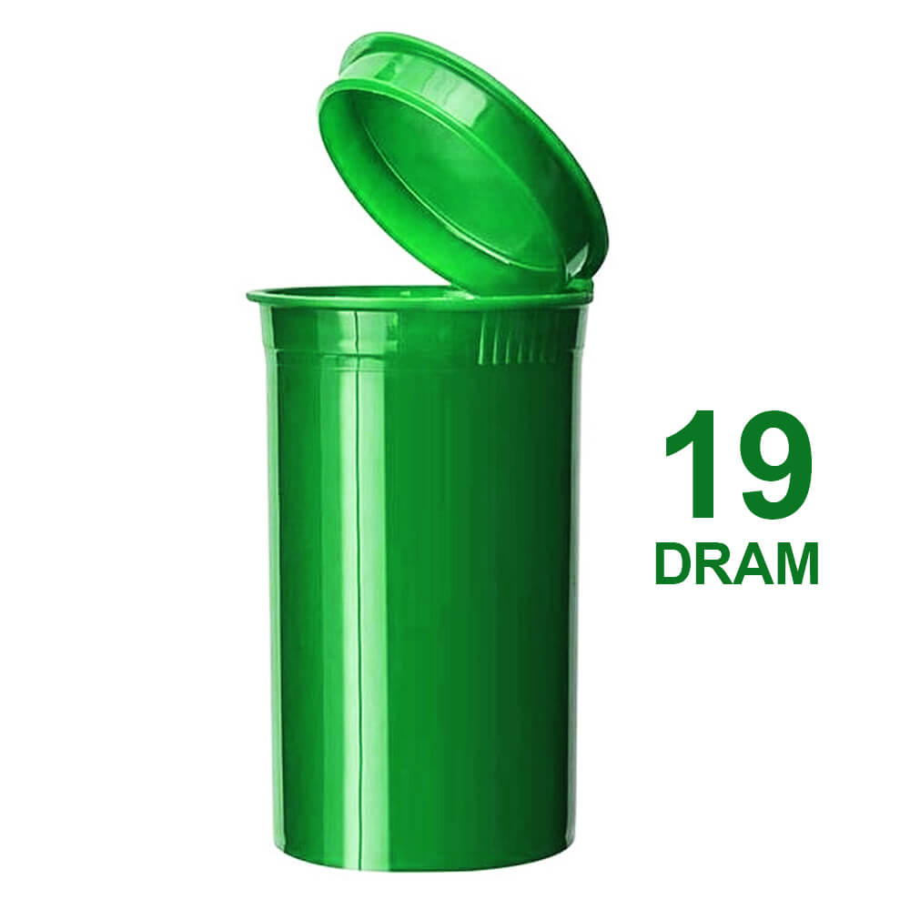 Poptop Green Plastic Container Medium 19 Dram – 40mm