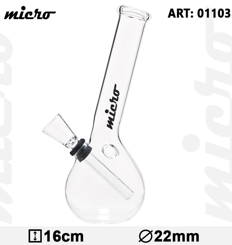 Micro | Hangover Glass Bong - H:16cm - Ø:22mm