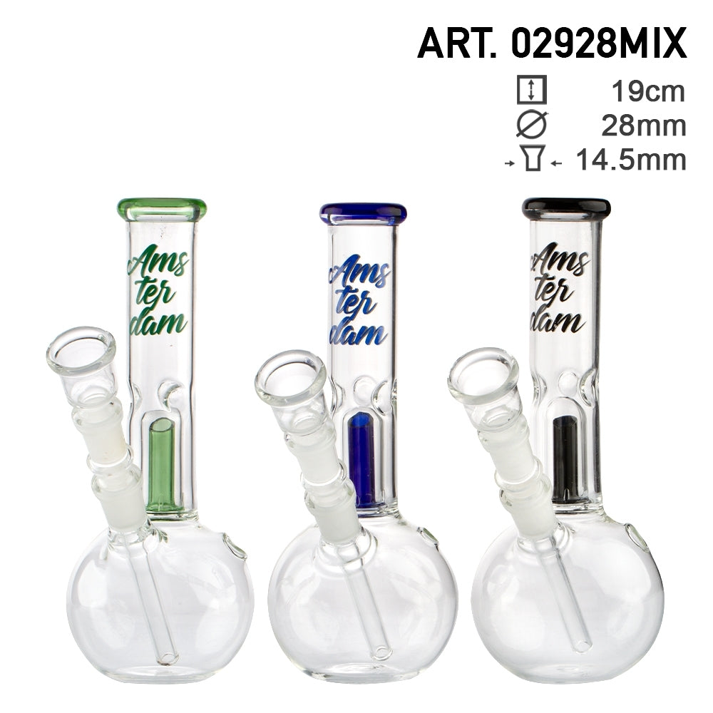Bong Glass Amsterdam MIX-H:19cm-Ø:28mm-S:14.5mm