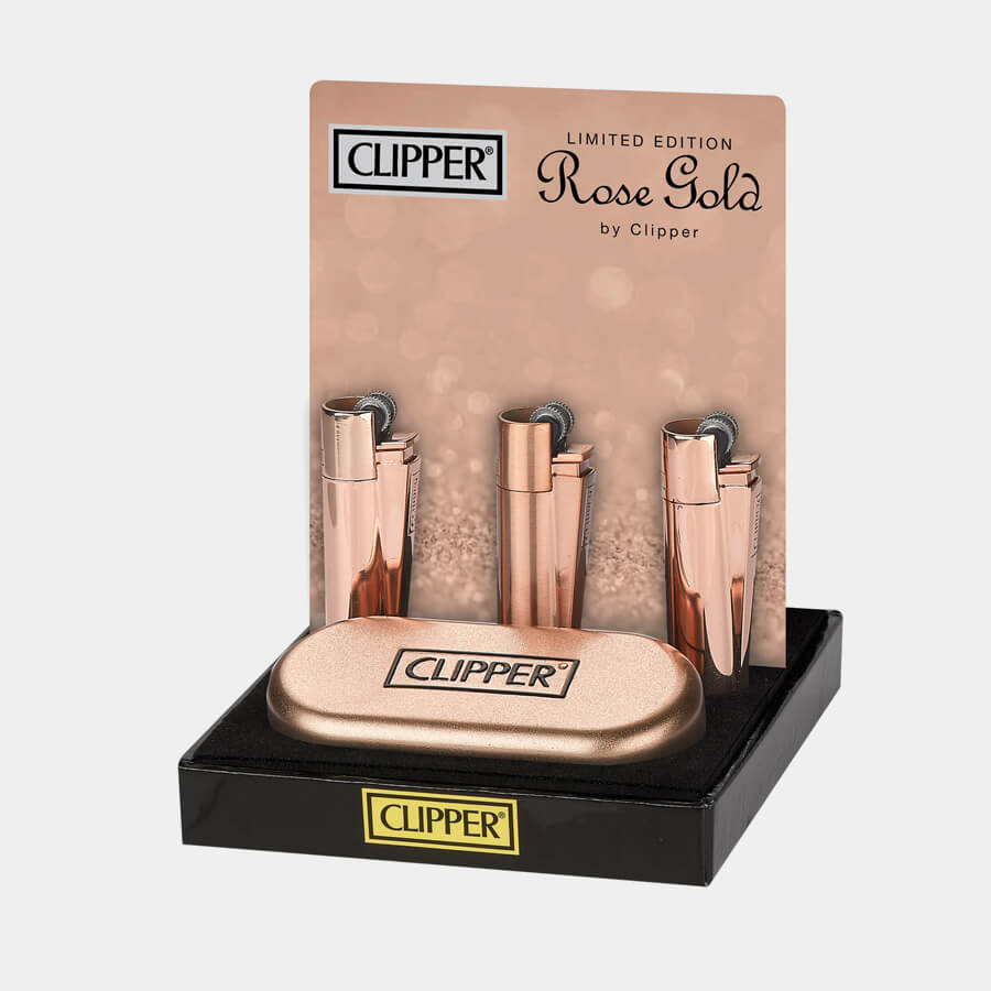Clipper Gold Rose Metal Lighters + Giftbox