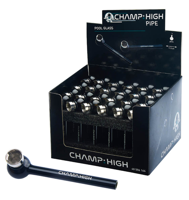 Champ High Pool Glass Black Pipes