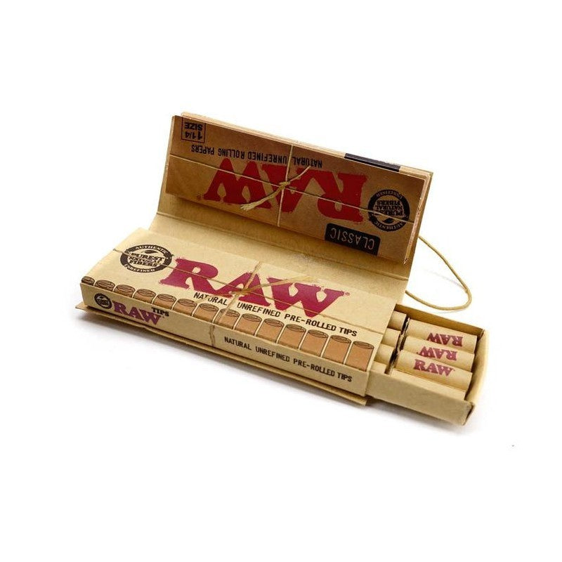 RAW CONNOISSEUR 1 1/4 + PREROLLED TIPS