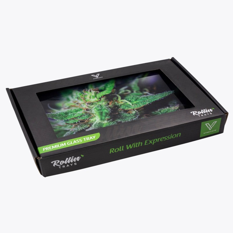 V-SYNDICATE GLASS TRAY LARGE - BLUE DANK 26X16CM