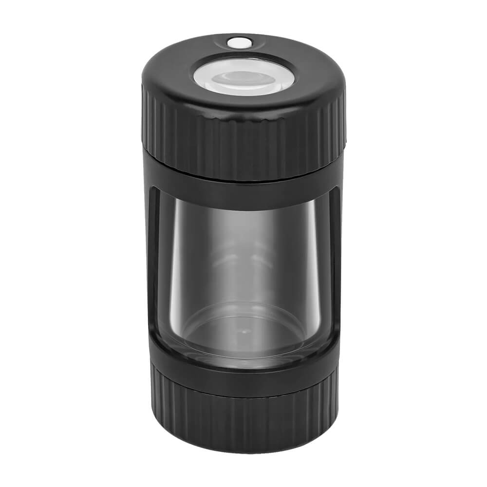 Best Buds Black Magnifier Glass with LED Light, Grinder and Aluminium Pipe