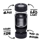 Best Buds Black Magnifier Glass with LED Light, Grinder and Aluminium Pipe