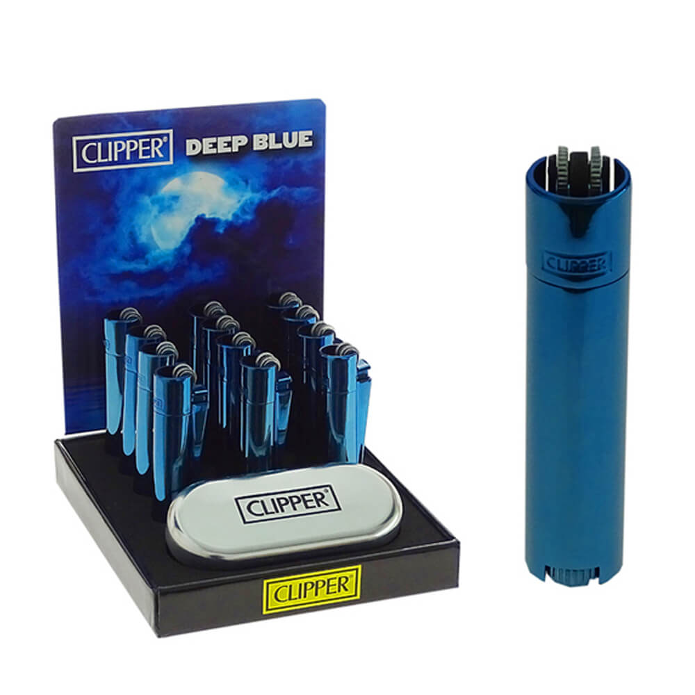 Clipper Deep Blue Metal Lighters + Giftbox