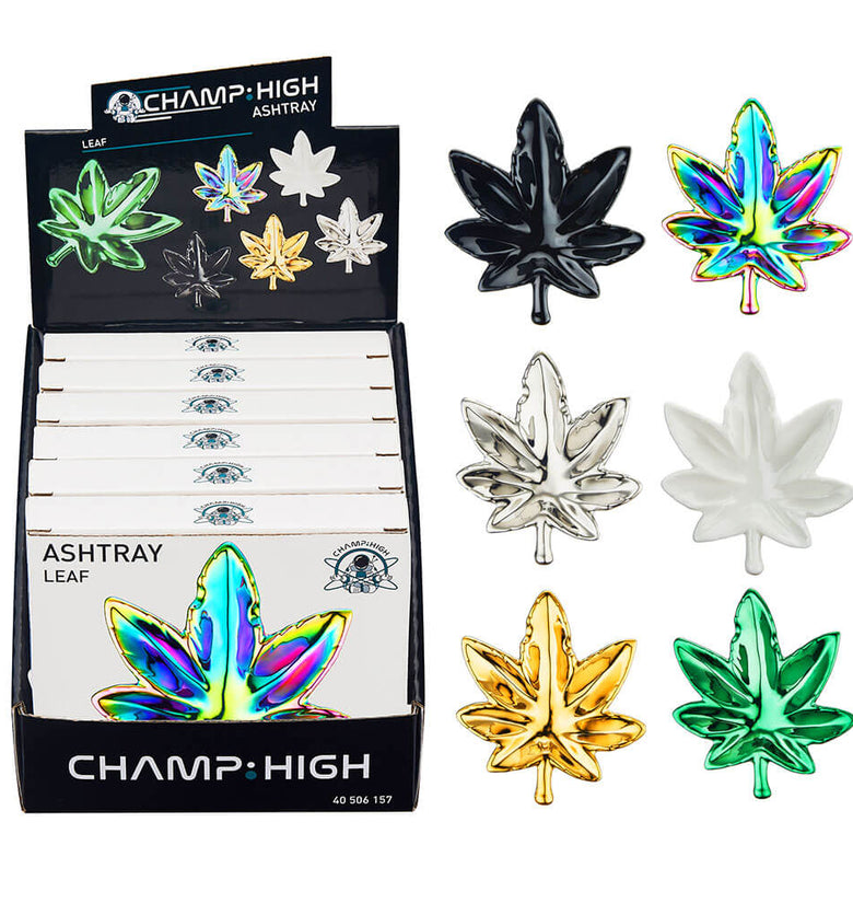 Champ High Leaf Glass Ashtrays