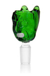 Scared Face Green Glass Bong Bowl 14mm