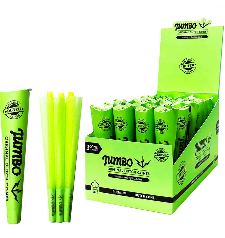 Jumbo King Size Green Cones 3 Cones Per Pack