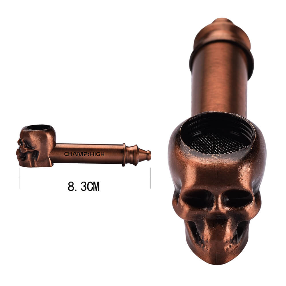 Champ High Metal Skull Pipe Gold + Bronze