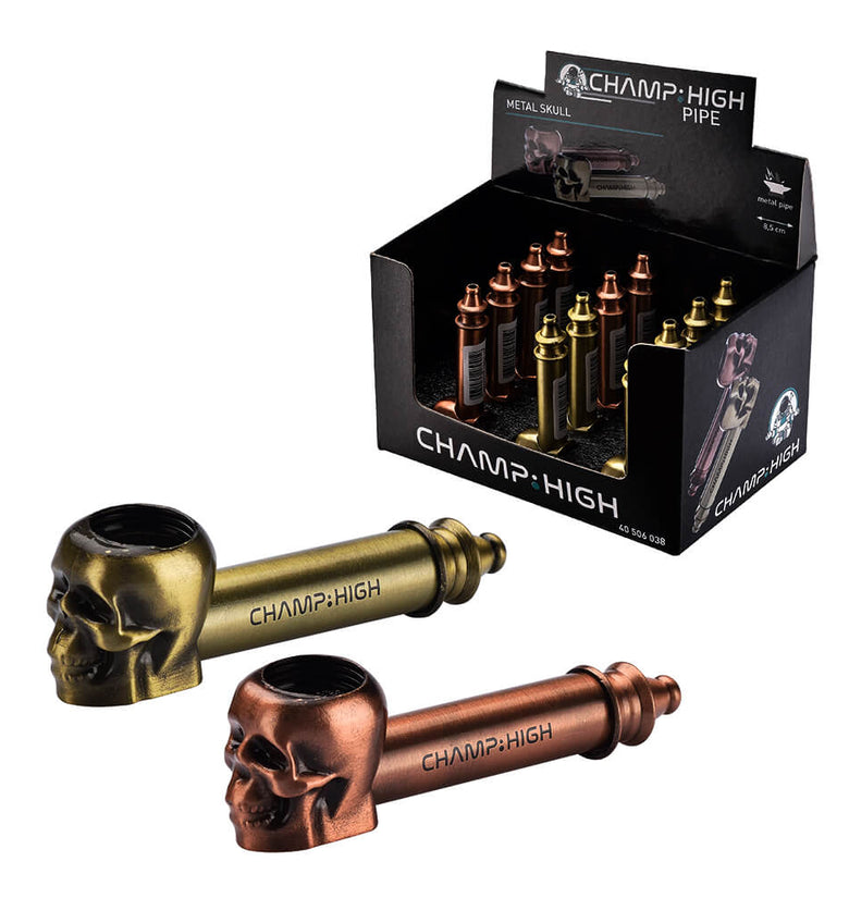 Champ High Metal Skull Pipe Gold + Bronze